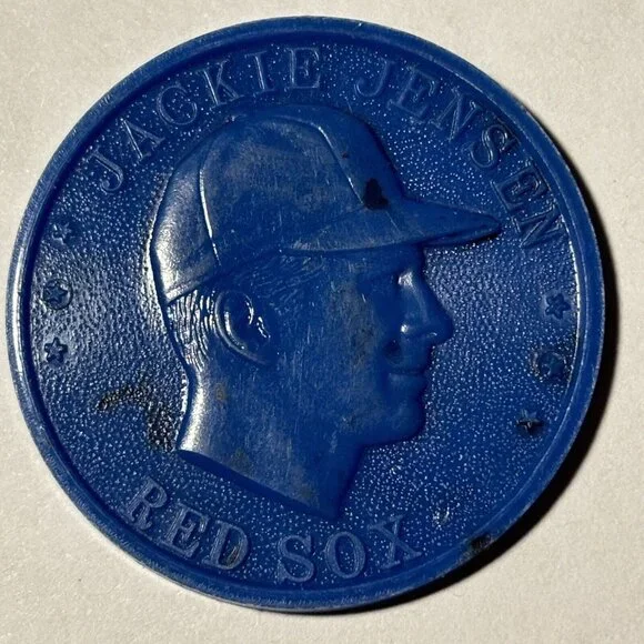 1958 Armour Coins Baseball Jackie Jensen Boston Red Sox Player Blue Vintage - Picture 2 of 16